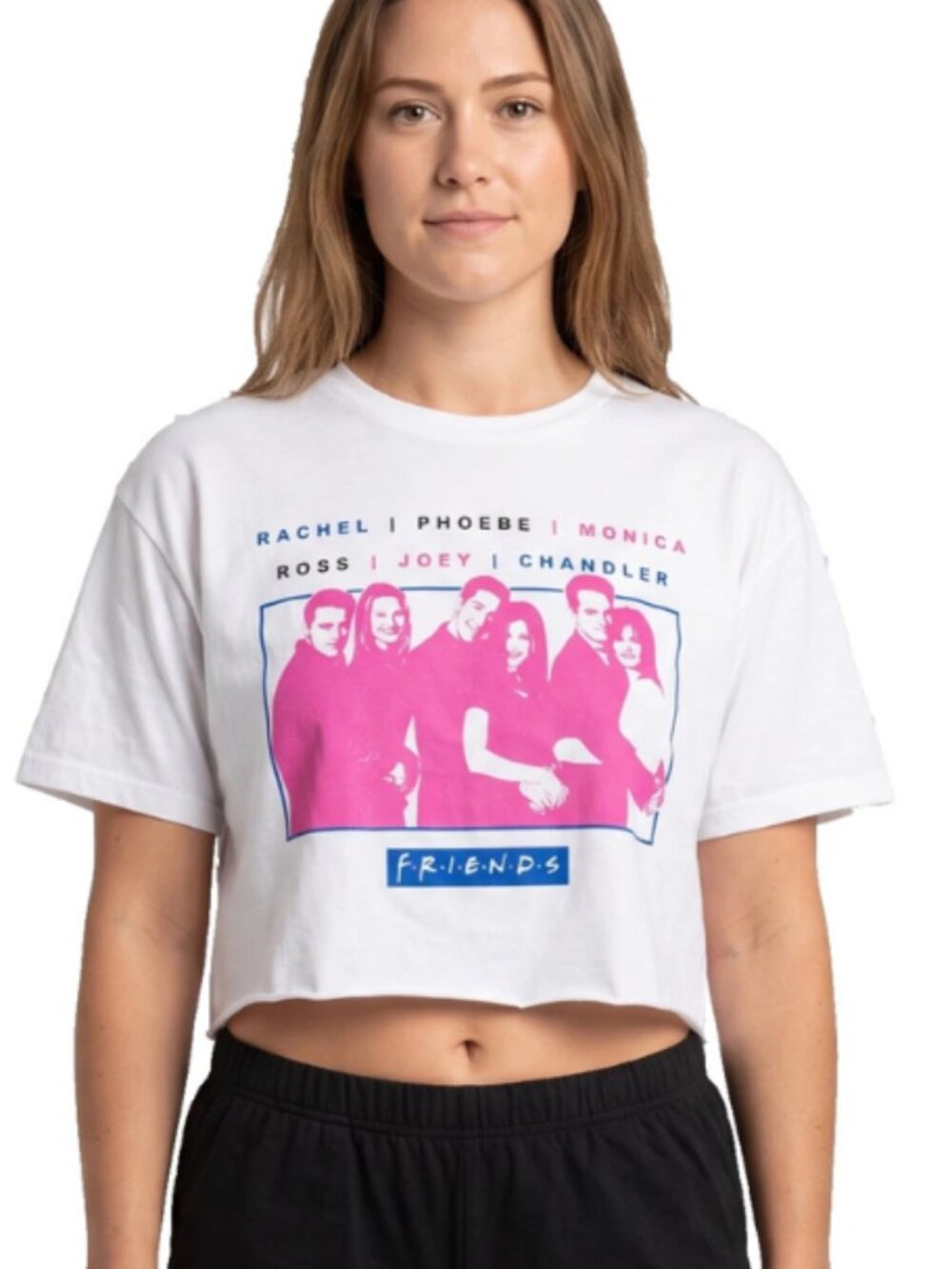 FRIENDS The Television Series Womens Cast & Names White Crop Shirt New S-XL